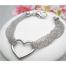 Sterling silver bracelet with heart center
