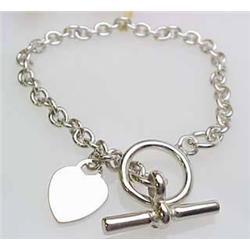 Sterling silver "Tiffany-style" heart bracelet wi