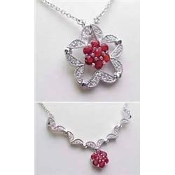 Sterling silver two-in-one necklace with white an