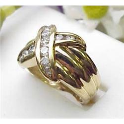 Lady's 14kt yellow gold diamond "X" ring approx .