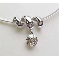 Platinum bezel set diamond slide pendant .75Ct