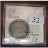 Image 1 : 1854 Seated Liberty Quarter w/ Arrows  F