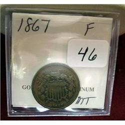 1867 Two Cent Piece  F