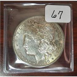 1890-S Morgan Silver Dollar  AU