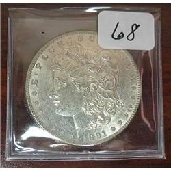 1891 Morgan Silver Dollar  AU