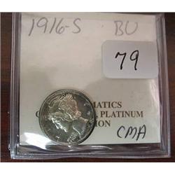 1916-S Silver Mercury Dime  BU