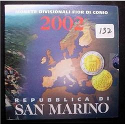 2002 San Marino Euro coin Set - 8 Coins in Folder
