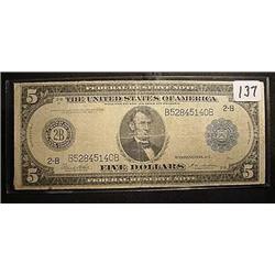 1914 $5.00 "Lincoln" Federal Reserve Note VG
