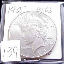 1935 Peace Silver Dollar  BU - MS63