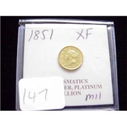 1851 $1.00 Liberty Gold Coin  XF