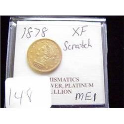 1878 $2.50 Liberty Gold Coin  XF scratched