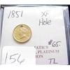 Image 1 : 1851 $1.00 Liberty Gold Coin  XF  small hole