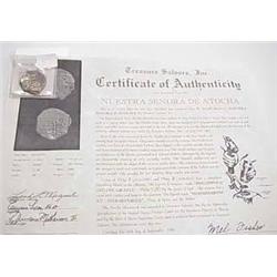 Atocha Treasure 8 Reale with certificate of Authe