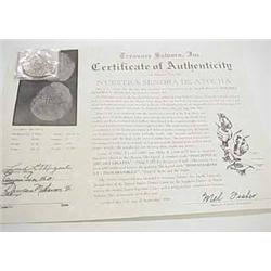 Atocha Treasure 8 Reale with certificate of Authe