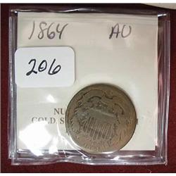 1864 Two Cent Piece  AG