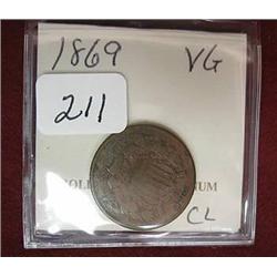 1869 Two Cent Piece  VG