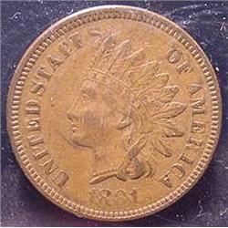 1881 Indian Head Cent  VF/ XF