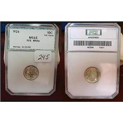 1926 Silver Mercury Dime  PCI  MS 65