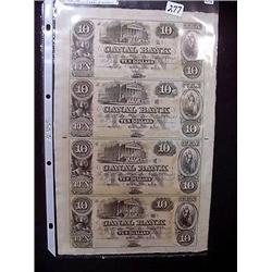 1800's Uncut Sheet of 4 Canal Bank - New Orleans,