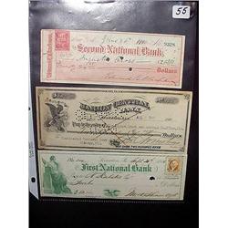 (3) Old Bank Checks 1860's - 1900's   New York, P