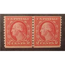 Scott #492  2 Cent Washington Stamp Coil Pair  Pe