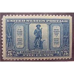 Scott # 619   1925  5 Cent Lexington-Concord Batt