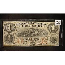 1857 $1.00 Merchants & Planters Bank Obsolete Cur