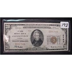 1929 $20.00 National Currency - The Ayers Nationa