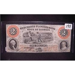 1859 $2.00 Merchants & Planters Bank Obsolete Cur