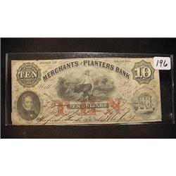 1859 $10.00 Merchants & Planters Bank Obsolete Cu