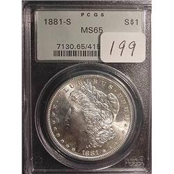 1881-S Morgan Silver Dollar  PCGS  MS 65