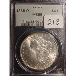 1885-O Morgan Silver Dollar  PCGS  MS 65
