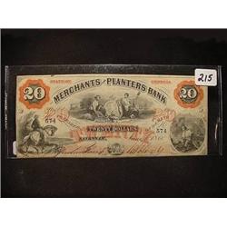 1860 $20.00 Merchants & Planters Bank Obsolete Cu