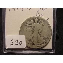 1919-D Walking Liberty Half Dollar  VG  (Rim Nick