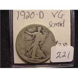 1920-D Walking Liberty Half Dollar  VG  (Scratch)