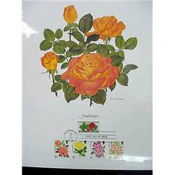 The Poetry of Roses First Day Cover Stamp Pane in