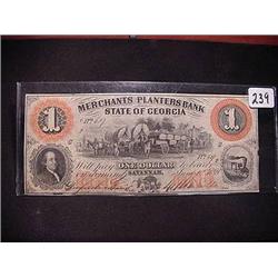 1859 $1.00 Merchants & Planters Bank Obsolete Cur