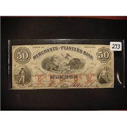 1859 $50.00 Merchants & Planters Bank Obsolete Cu