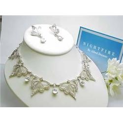 Franklin Mint Rhinestone necklace and earrings "N