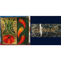 Decorative art glass "Vegetables" platter measuri