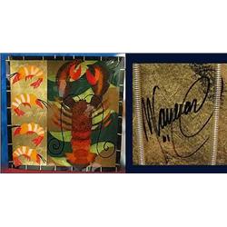 Decorative art glass "Seafood" platter measuring 