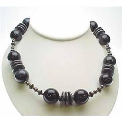 Tiger-eye bead necklace 18mm 18" sterling silver 