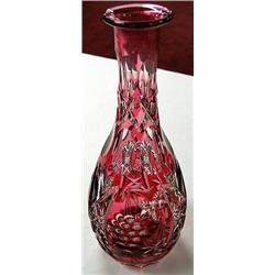 Bohemian Czech Ruby Cut to Clear Decanter in good