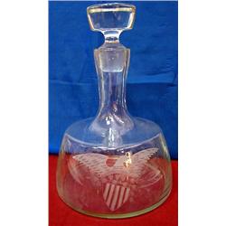 Crystal decanter with an etched eagle with shield