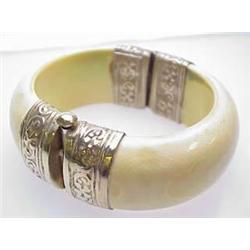 Ivory bangle bracelet 25mm wide sterling silver c