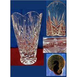 Waterford cut crystal vase with original sticker 