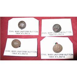 Collection of four Civil War uniform buttons c186