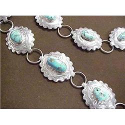 Turquoise and sterling silver belt  319gr  10.2oz