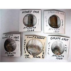 Collection of five Civil War artifacts; Confedera