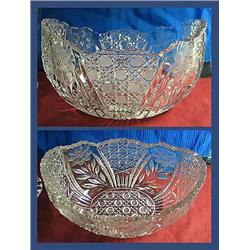 Pressed and cut glass bowl measuring 8" length an